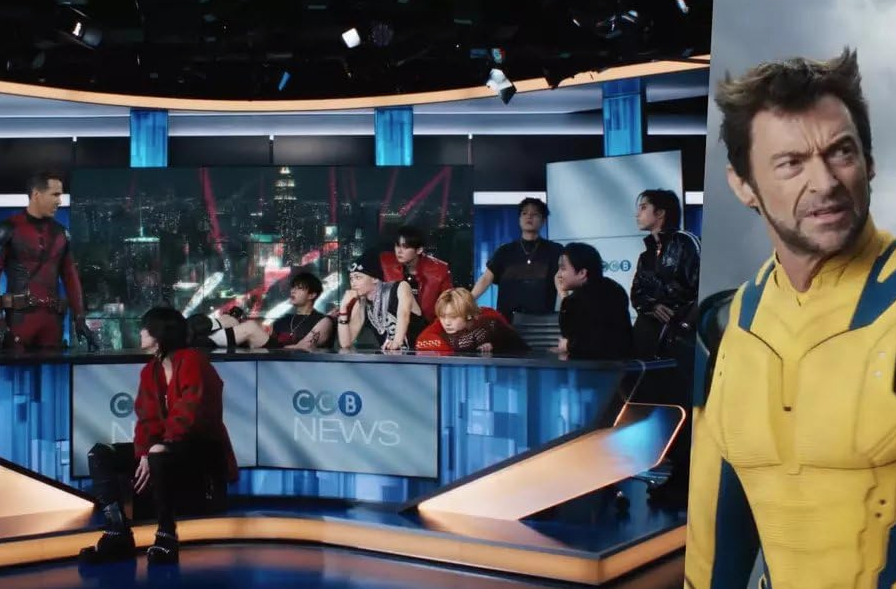 Official project thumbnail for Stray Kids’ Chk Chk Boom, showing a television news set.